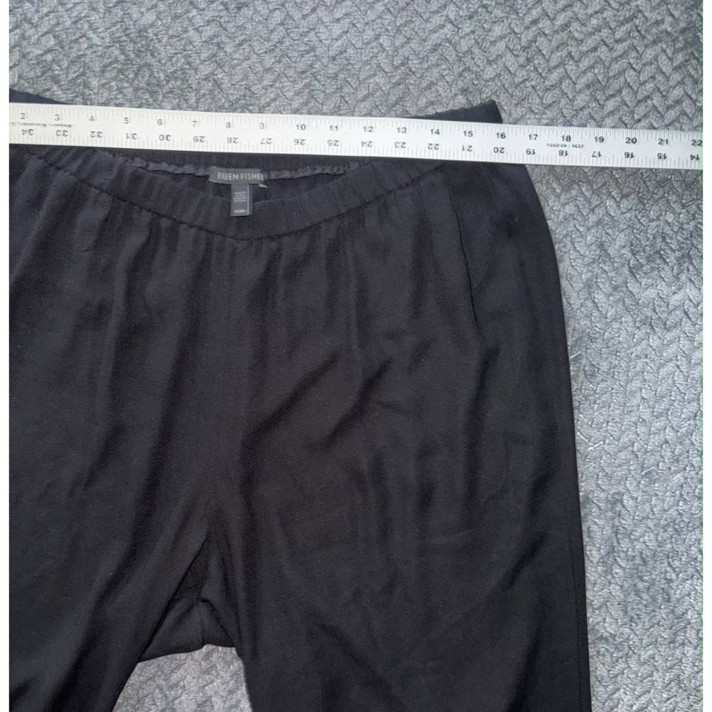 Eileen Fisher Black Silk Wide Leg Cropped Pants Lagenlook Size Medium - Picture 6 of 9